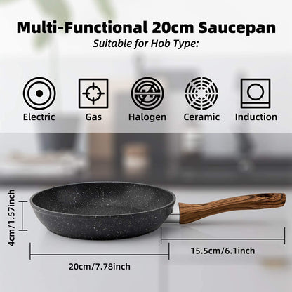 Egg Frying Pan Non Stick 20cm 8 Inch, Induction Wok For Steak Bacon Hot-Dog Burgers, Forged Aluminum Woks Nonstick Anti-Scratch Coating Anti-scalding Handle Design  Bann